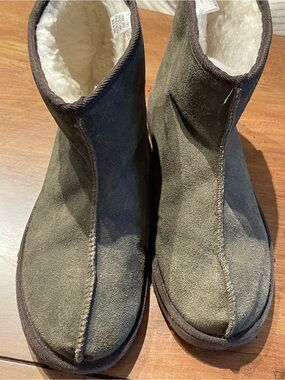 Gold Toe Brown Suede Plush-Lined Slip-On Boots